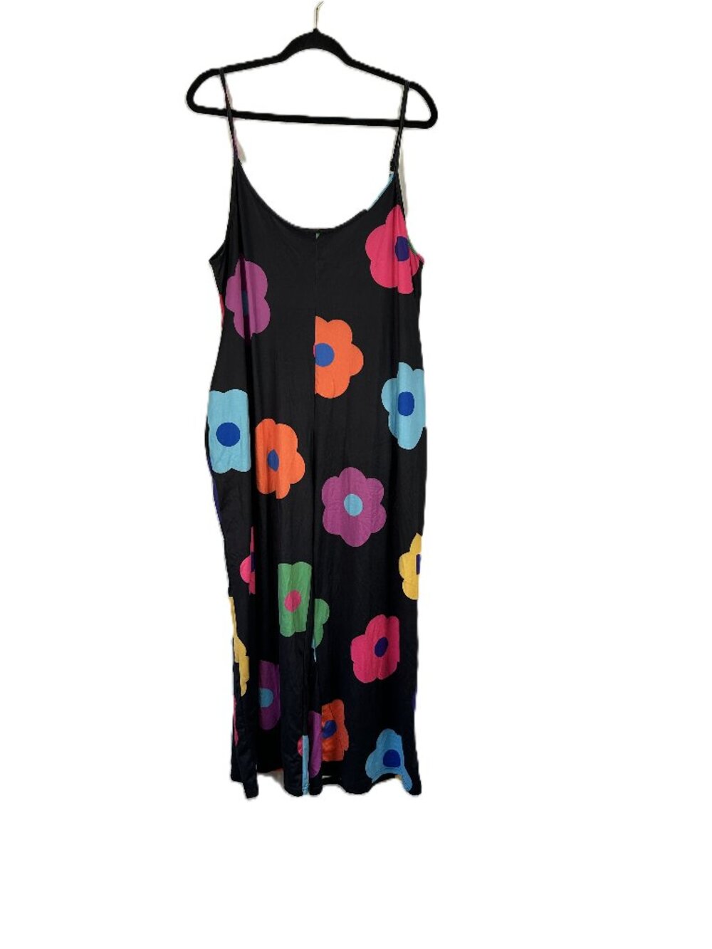 Flower Power Casual Wide Leg Jumpsuit Black 1X